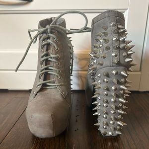Spiked Grey Ankle Boot Lita Shape Lace up